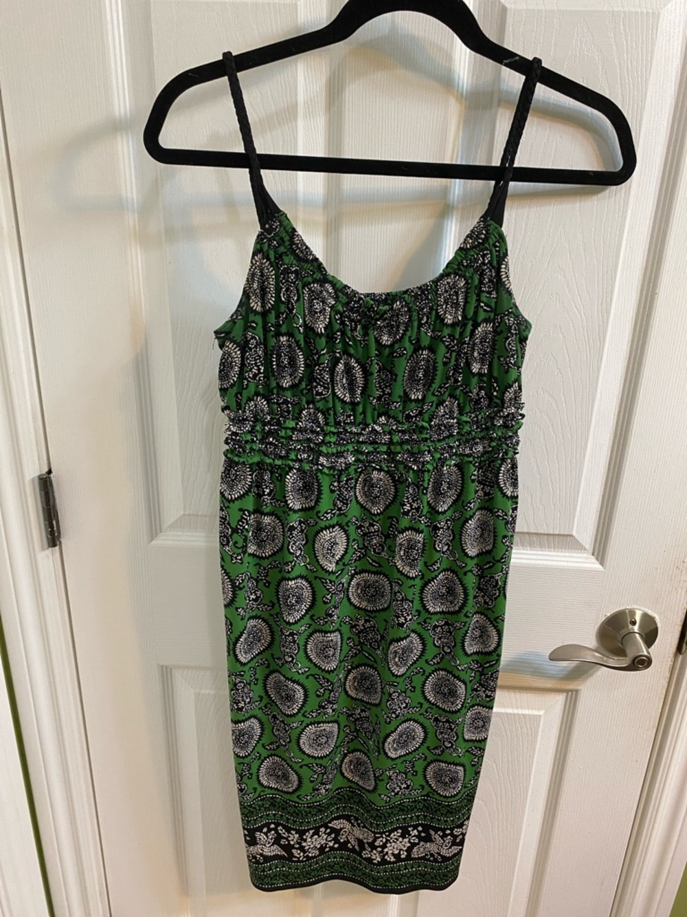 Max Studio Black Green Braided Strap Empire waist dress party Women’s Medium